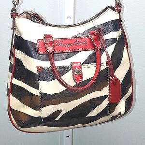 Dooney & Bourke Zebra Print Crossbody with Red Leather Trim